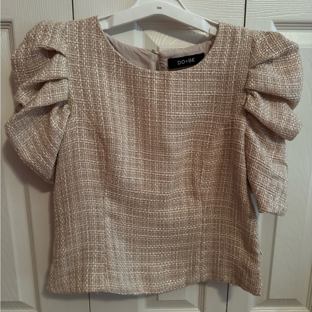 DO + BE Tweed Puff Sleeve Top